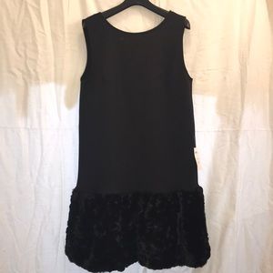 Sleeveless Drop Waist Dress With Faux Fur Skirt